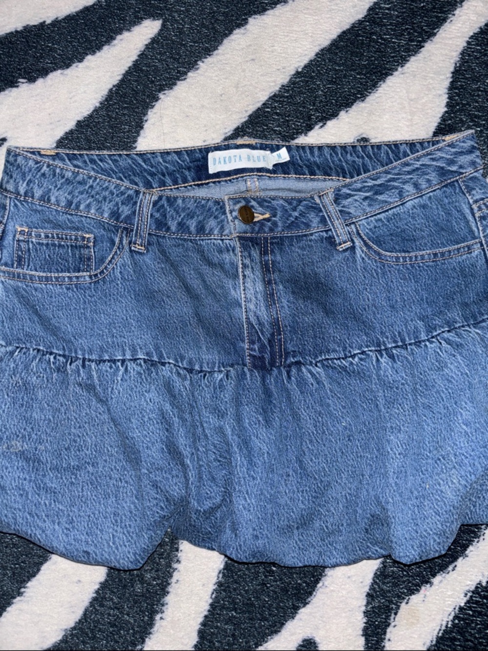 Dakota Blue Women's Light Blue Denim Ruffle Mini Skirt
